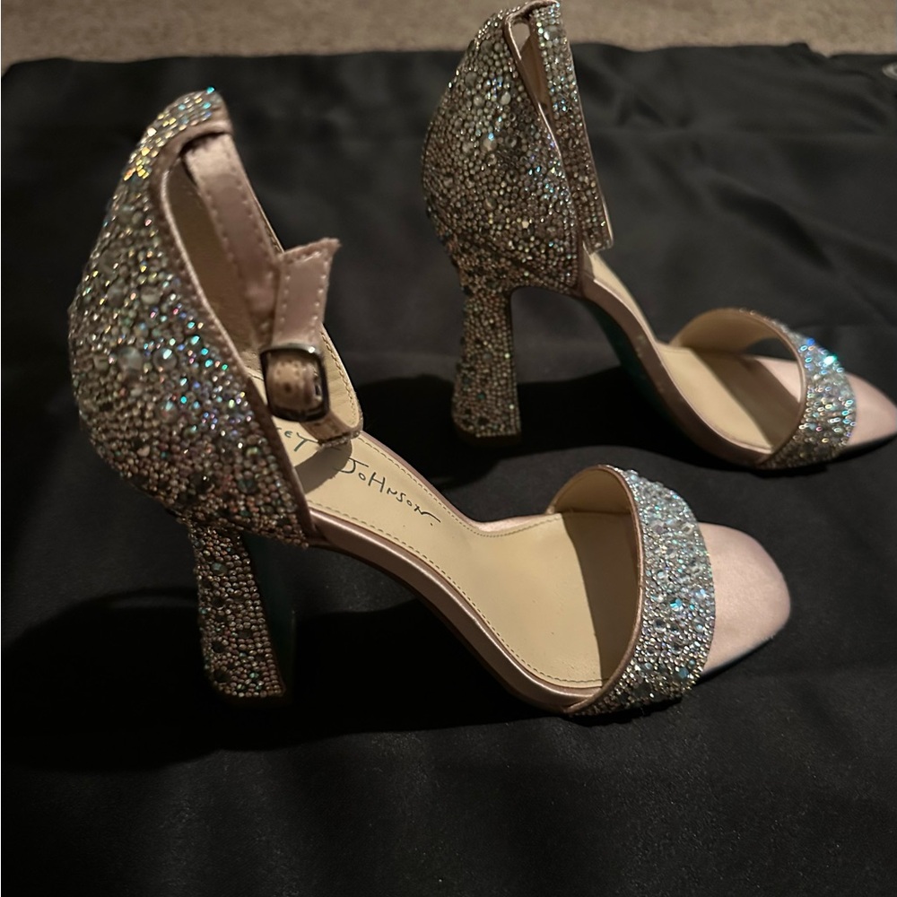 Betsey Johnson Silver Rhinestone Heels